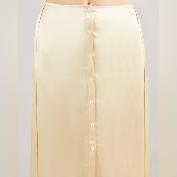 NWT Acne Studios Idella Satin Silk Button Midi Slip Skirt Butter Straw Yellow - Picture 4 of 11